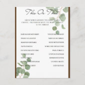 カップルの最高のブライダルシャワーゲーム エンクロージャーカード (裏面)