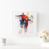 カップルの滑降競技 スクエア壁時計 (ホーム)