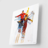 カップルの滑降競技 スクエア壁時計 (傾斜)