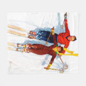 カップルの滑降競技 フリースブランケット (正面(横))
