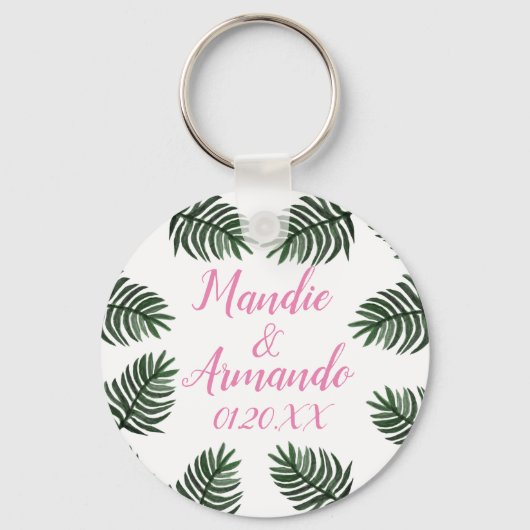 カップルの熱帯結婚緑の日 キーホルダー (正面)
