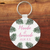カップルの熱帯結婚緑の日 キーホルダー (正面)
