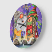 カップルの甘い格言がハッピークリスマスソングを歌う ラージ壁時計 (傾斜)