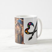 カップルの画像と名前を追加する後者のMUG コーヒーマグカップ (正面右)