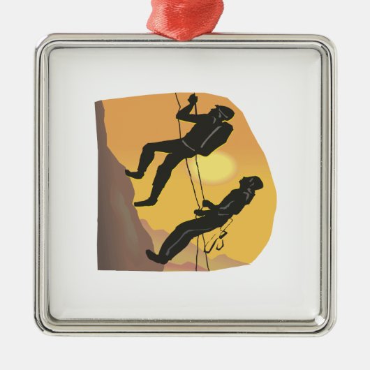 カップルの石の登山 メタルオーナメント (正面)