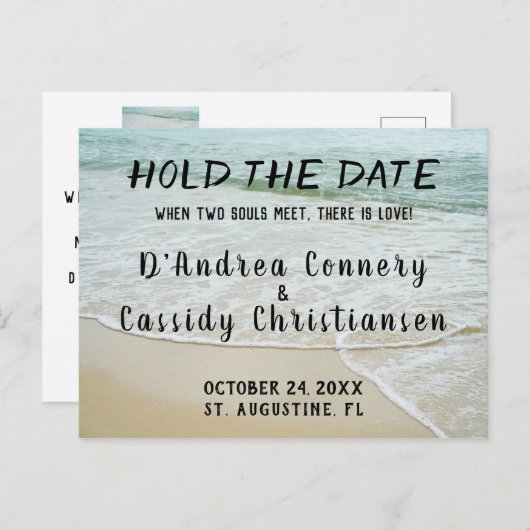 カップルの結婚デートの発表を待つ ポストカード (正面/裏面)