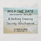 カップルの結婚デートの発表を待つ ポストカード (正面)