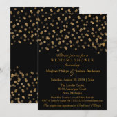 カップルの結婚前お祝い ゴールドグリッターのコンフェッティ 招待状 (正面/裏面)