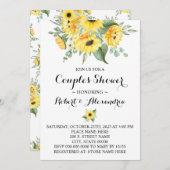 カップルの結婚前お祝い シャワーのためのひまわりとグリーン 招待状 (正面/裏面)