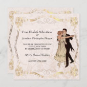 カップルの結婚式招待状を踊る20年代のヴィンテージ 招待状 (正面/裏面)