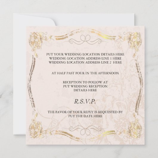 カップルの結婚式招待状を踊る20年代のヴィンテージ 招待状 (裏面)