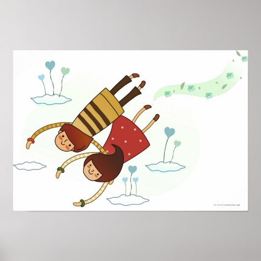 カップルの背面飛んでいる表示 ポスター (正面)