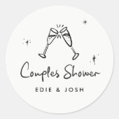 カップルの自然モダンな手書きエレガントシャワー ラウンドシール (正面)