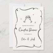カップルの自然モダンな手書きエレガントシャワー 招待状 (正面)