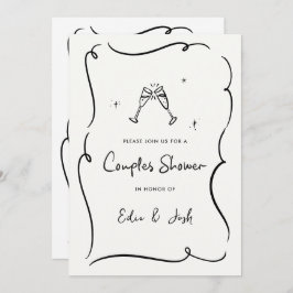 カップルの自然モダンな手書きエレガントシャワー 招待状