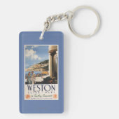 カップルの見落としの海岸の鉄道ポスター キーホルダー (裏面)