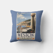 カップルの見落としの海岸の鉄道ポスター クッション (裏面)