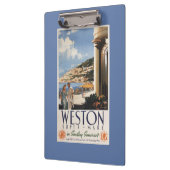 カップルの見落としの海岸の鉄道ポスター クリップボード (左)