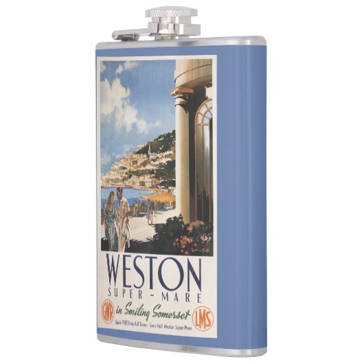 カップルの見落としの海岸の鉄道ポスター フラスク (左)