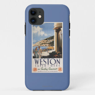 カップルの見落としの海岸の鉄道ポスター iPhone 11 ケース