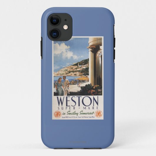 カップルの見落としの海岸の鉄道ポスター Case-Mate iPhoneケース (裏面)