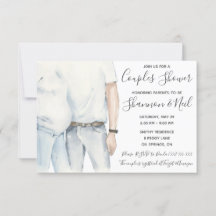 カップルの赤ちゃんシャワーになる水彩親