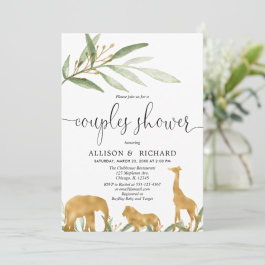 カップルの赤ちゃんシャワー、コードサファリ赤ちゃんシャワー 招待状 (スタンド正面)