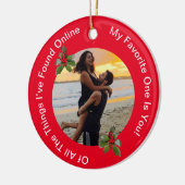 カップルの赤と緑のクリスマスセラミックオーナメント セラミックオーナメント (左)