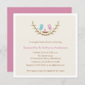 カップルの鳥のベビーシャワーの招待状-女の子 招待状 (正面/裏面)