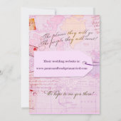 カップルはテーマピンクおよび紫色のシャワーの移動します 招待状 (裏面)