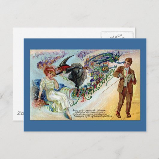 カップルはハロウィーンのヴィンテージに酔って ポストカード (正面/裏面)