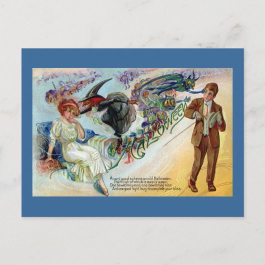 カップルはハロウィーンのヴィンテージに酔って ポストカード (正面)