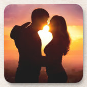 カップルは日没でシルエットを描きます コースター (正面)