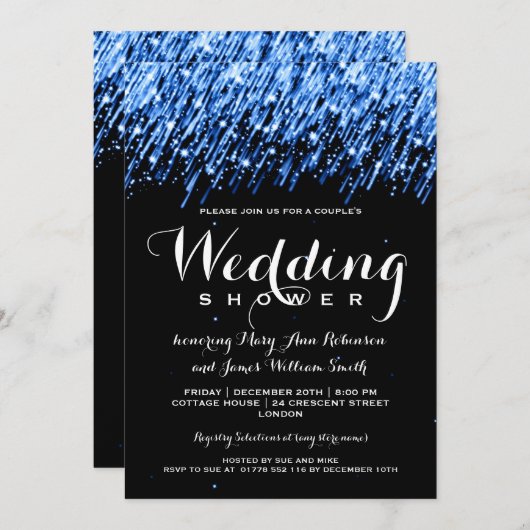 カップルは沢山与えます落下星"サファイア青"の 招待状 (正面/裏面)