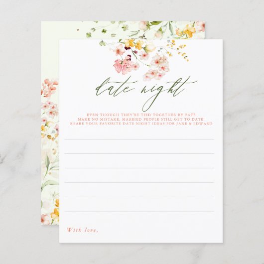 カップルまたは花嫁の日付の夜のアイディア- Wildflowers (正面/裏面)