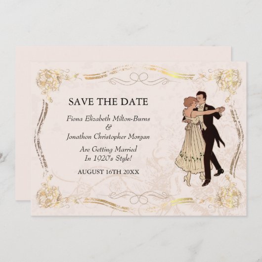 カップルを踊る日付の20年代のヴィンテージを救って下さい セーブザデート (正面/裏面)