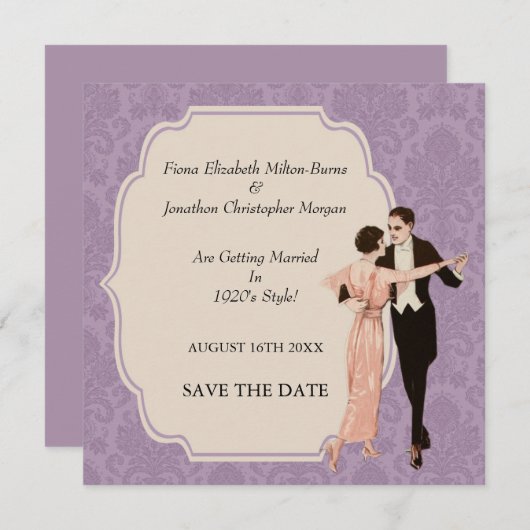 カップルを踊る日付の20年代のヴィンテージを救って下さい セーブザデート (正面/裏面)