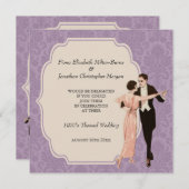 カップルを踊る20年代の結婚式招待状のヴィンテージ 招待状 (正面/裏面)