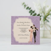 カップルを踊る20年代の結婚式招待状のヴィンテージ 招待状 (スタンド正面)