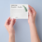 カップルアドバイスカード用ユーカリブライダルシャワー チラシ (手)