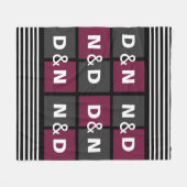 カップルイニシャルが一緒に詰め合わモダンれたパターン フリースブランケット (正面(横))
