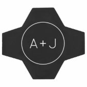 カップルイニシャルモダンサークルモノグラム | B & W サッカーボール (フラット)