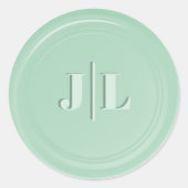 カップルイニシャルモノグラムフェイクワックスシールデザインミント ラウンドシール (正面)