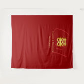 カップルイニシャル赤中国のの結婚写真の背景 タペストリー (正面(横))