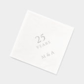 カップルイニシャル25周年記念パーティーシルバー 箔ナプキン (左)