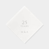 カップルイニシャル25周年記念パーティーシルバー 箔ナプキン (右)