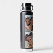 カップルイニシャル |モノグラム4フォトブラックミニマル ウォーターボトル (背面)