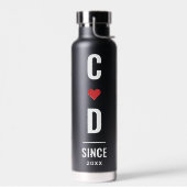 カップルイニシャル |モノグラム4フォトブラックミニマル ウォーターボトル (左面)