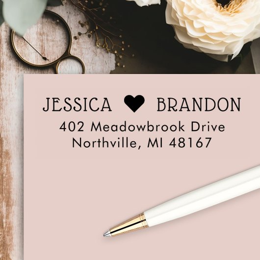 カップルインラブモノグラムハート差出人住所 セルフインキングスタンプ