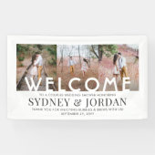 カップルウェディングシャワーシンプル3フォトウェルカム 横断幕 (横)